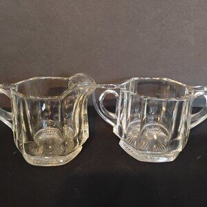 Heisey Glass Vintage 6 Paneled Sugar and Creamer Set